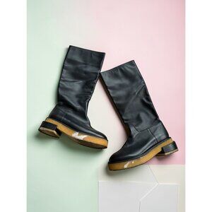 FRAME Black Leather Flat Boots Size 40 / US 10